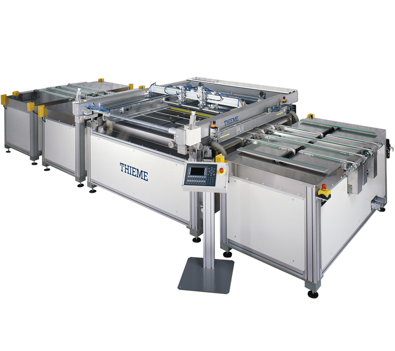 THIEME 3000 GS 3/4- oder vollautomatische Flachbett-Siebdruckmaschine für Glas und andere starre Materialien