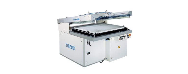 Semi-automatic, clamshell screen printing machine used for various applications
