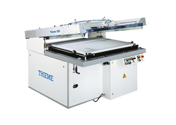 Semi-automatic, clamshell screen printing machine used for various applications