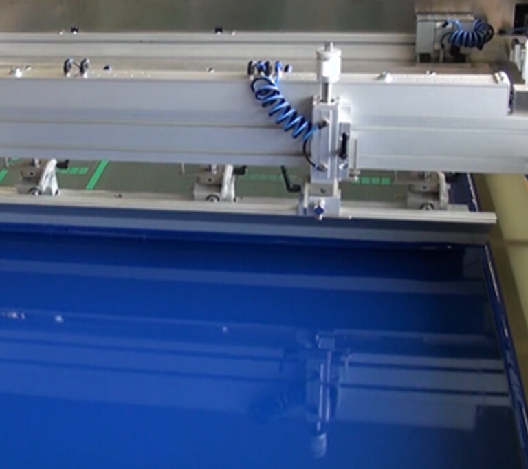 Screen printing in process Screen printing with blue colour