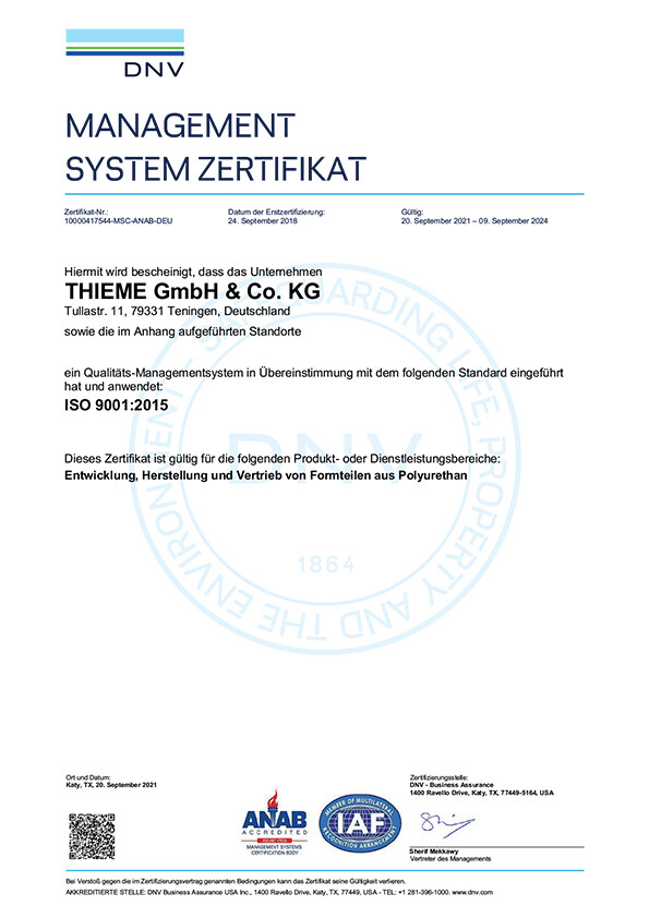 Management System Zertifikat ISO 9001:2015